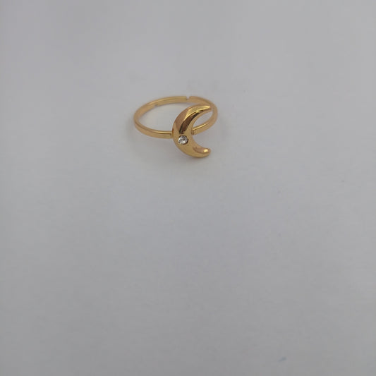 Moon Adjustable Ring – Crescent Moon Adjustable Ring in Gold Plating