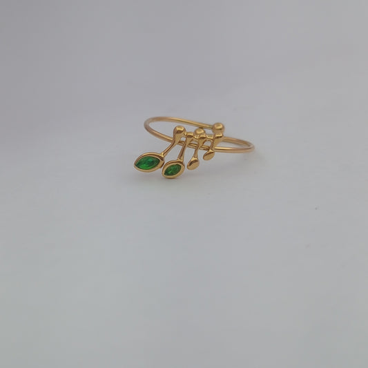 Green Music Ring – Green Stone Music Note Adjustable Ring