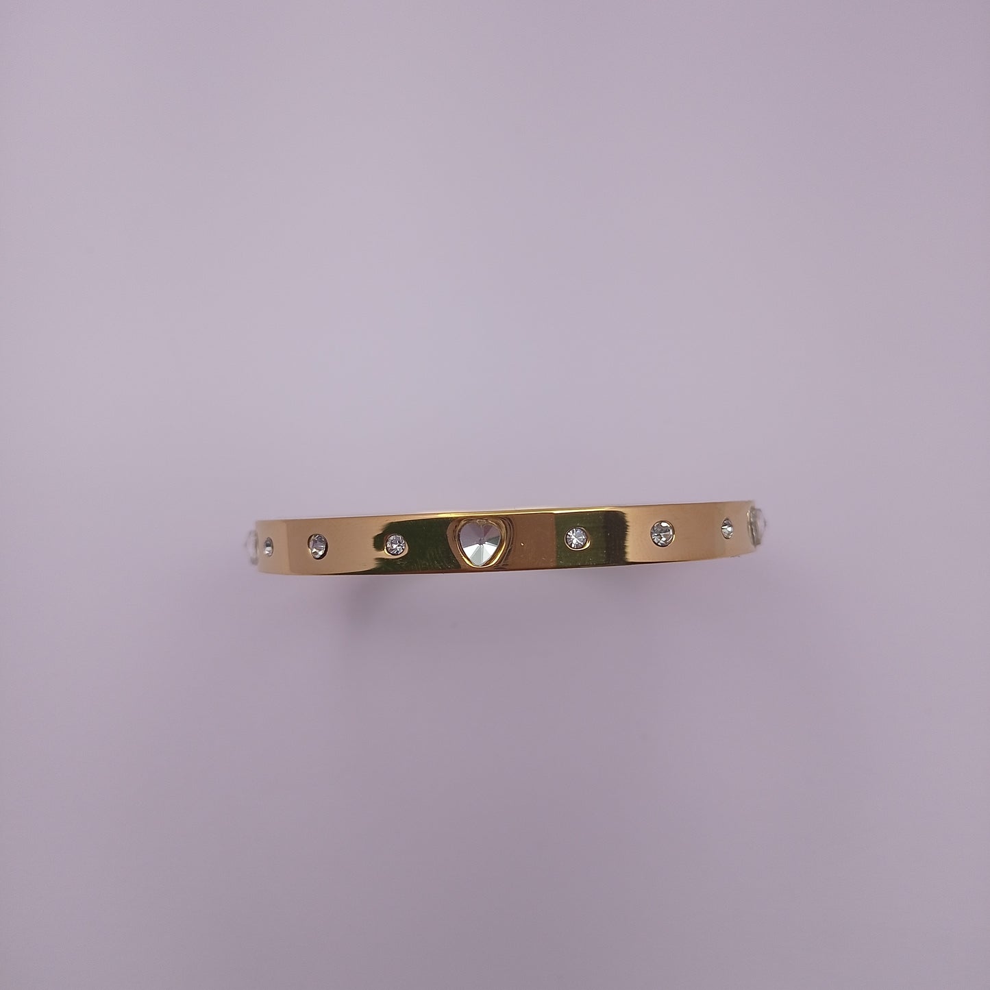 Heart Stone Bangle – Dainty Gold-Plated Heart & Stone Bangle Bracelet