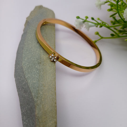 Flower Crystal Bangle – Floral Crystal Gold-Plated Bangle for Women
