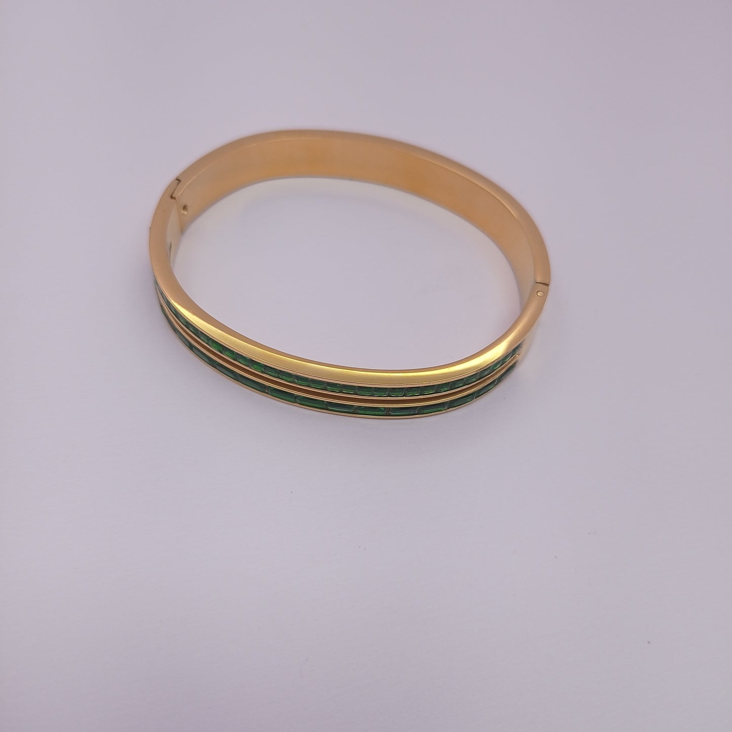 Green Square Bangle – Green Square Stone Gold-Plated Bangle