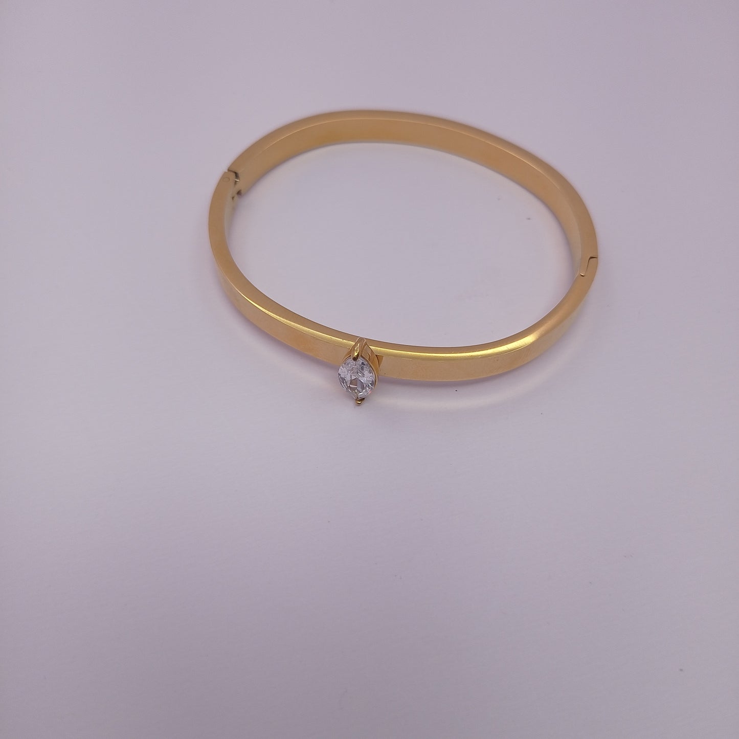 Oval Crystal Bangle – Elegant Gold-Plated Oval Crystal Bangle for Women