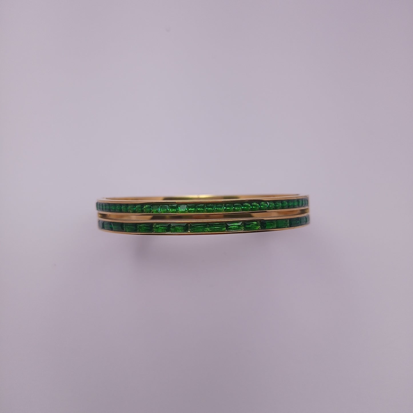 Green Square Bangle – Green Square Stone Gold-Plated Bangle
