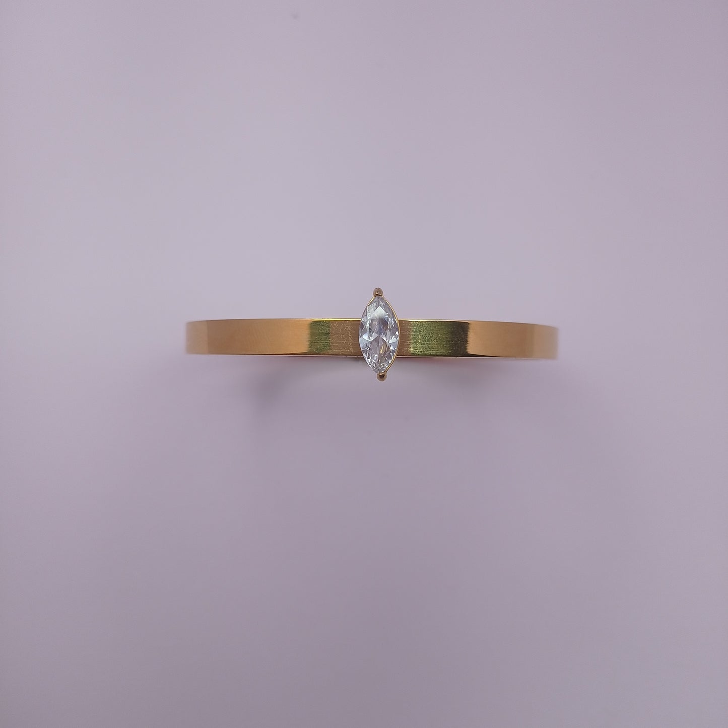 Oval Crystal Bangle – Elegant Gold-Plated Oval Crystal Bangle for Women