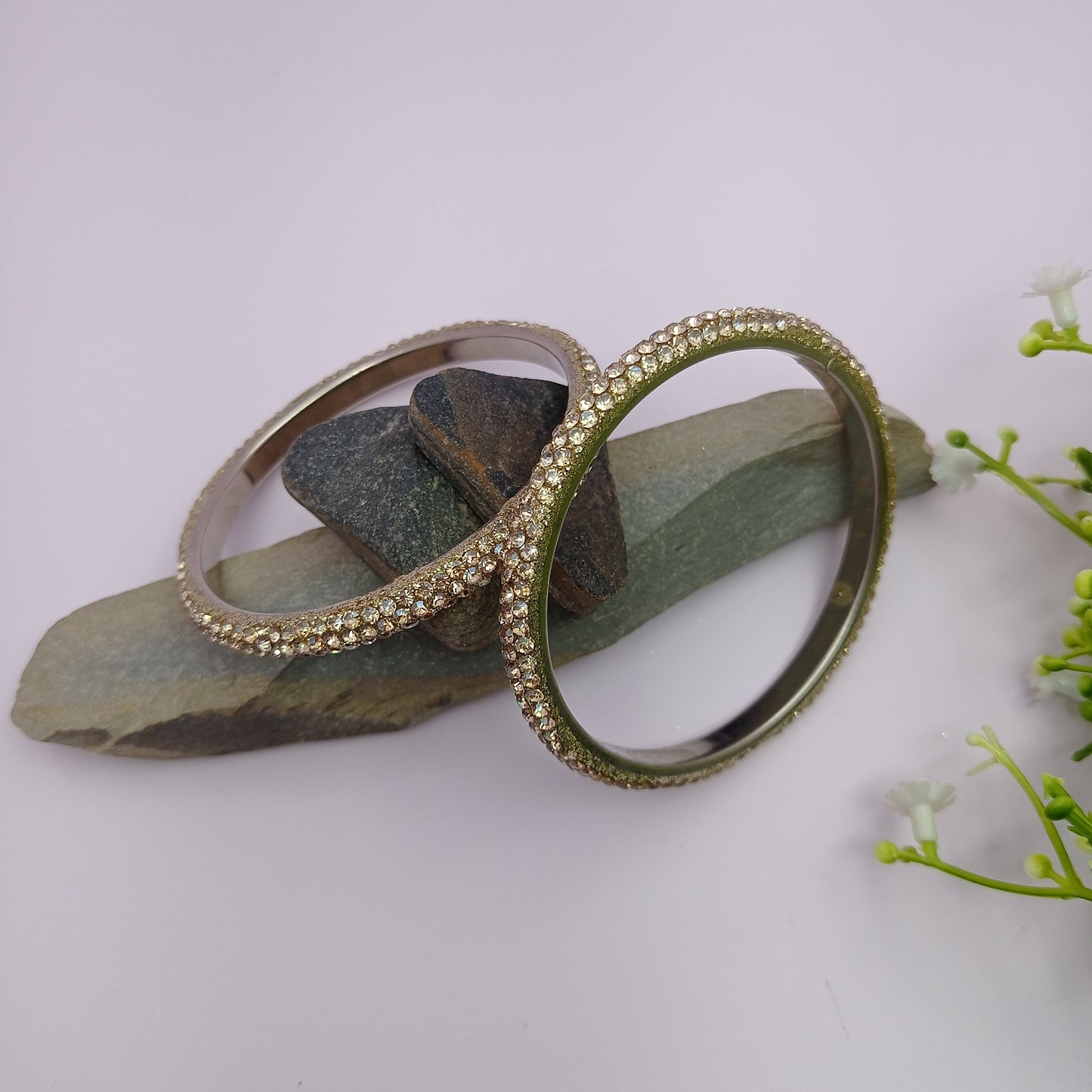 Gold Stone Bangle – Traditional Gold-Plated Stone Bangle for Women