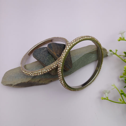 Gold Stone Bangle – Traditional Gold-Plated Stone Bangle for Women