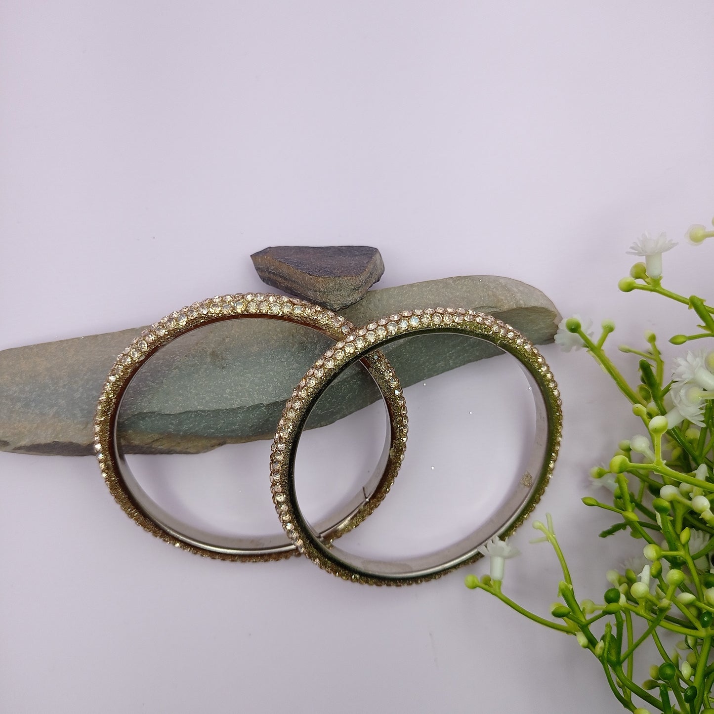 Gold Stone Bangle – Traditional Gold-Plated Stone Bangle for Women