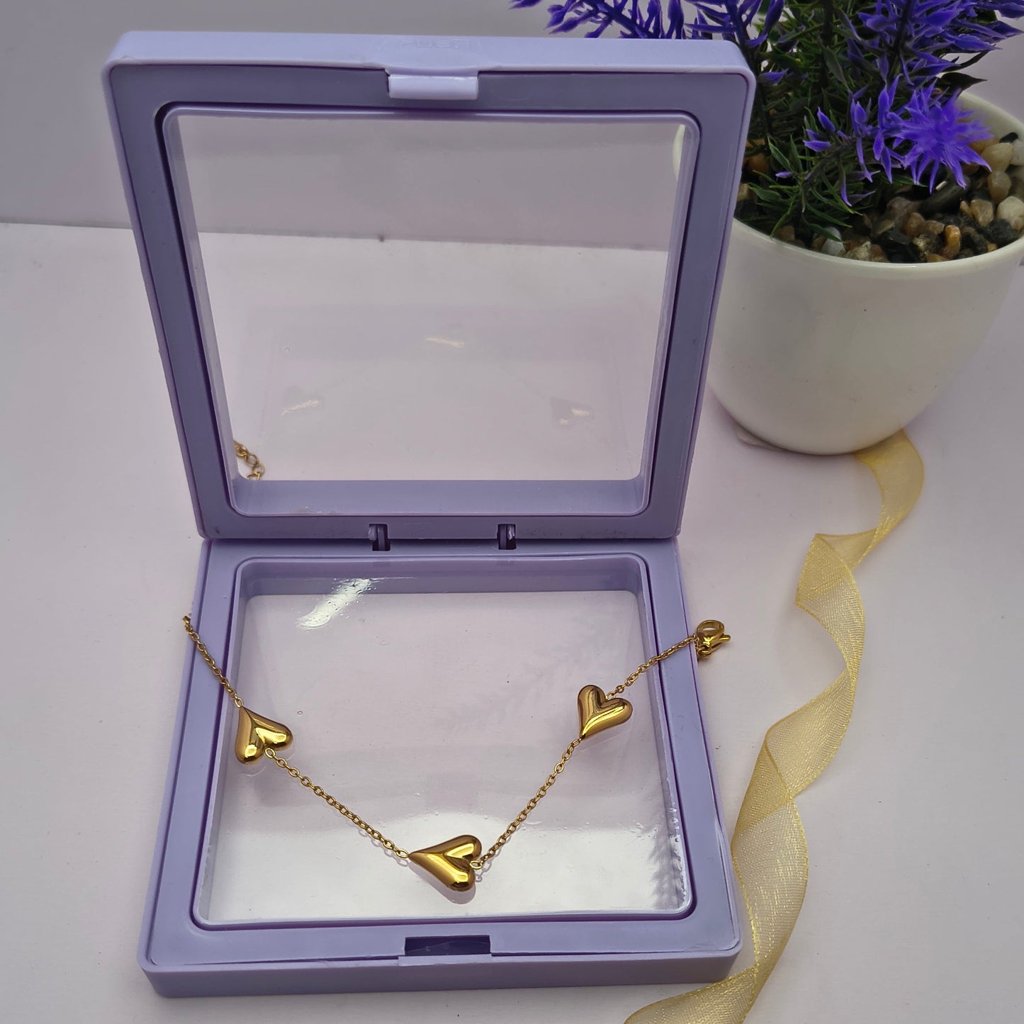 Lined Heart Zircon Bracelet