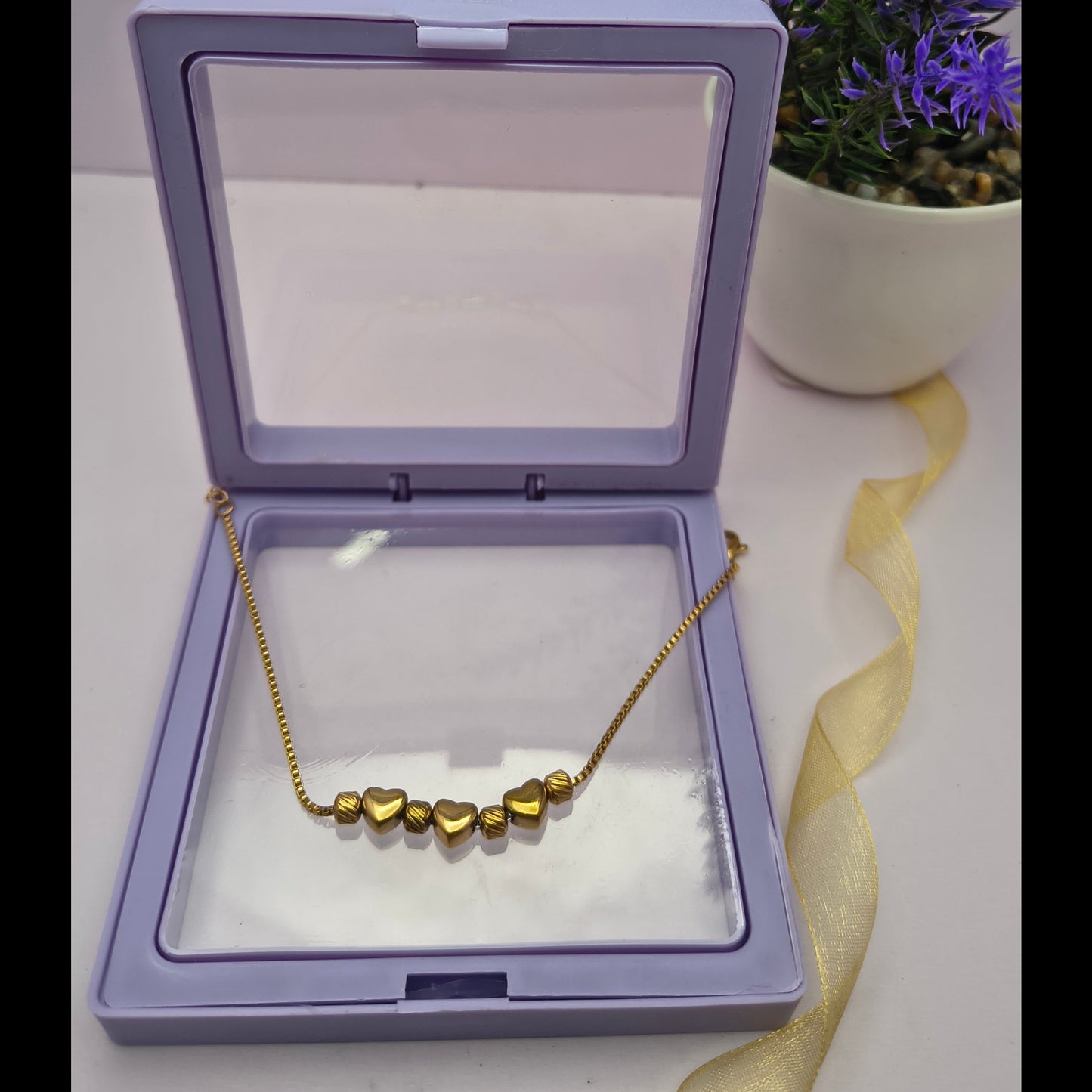 Heart and Beads Line Bracelet for Women