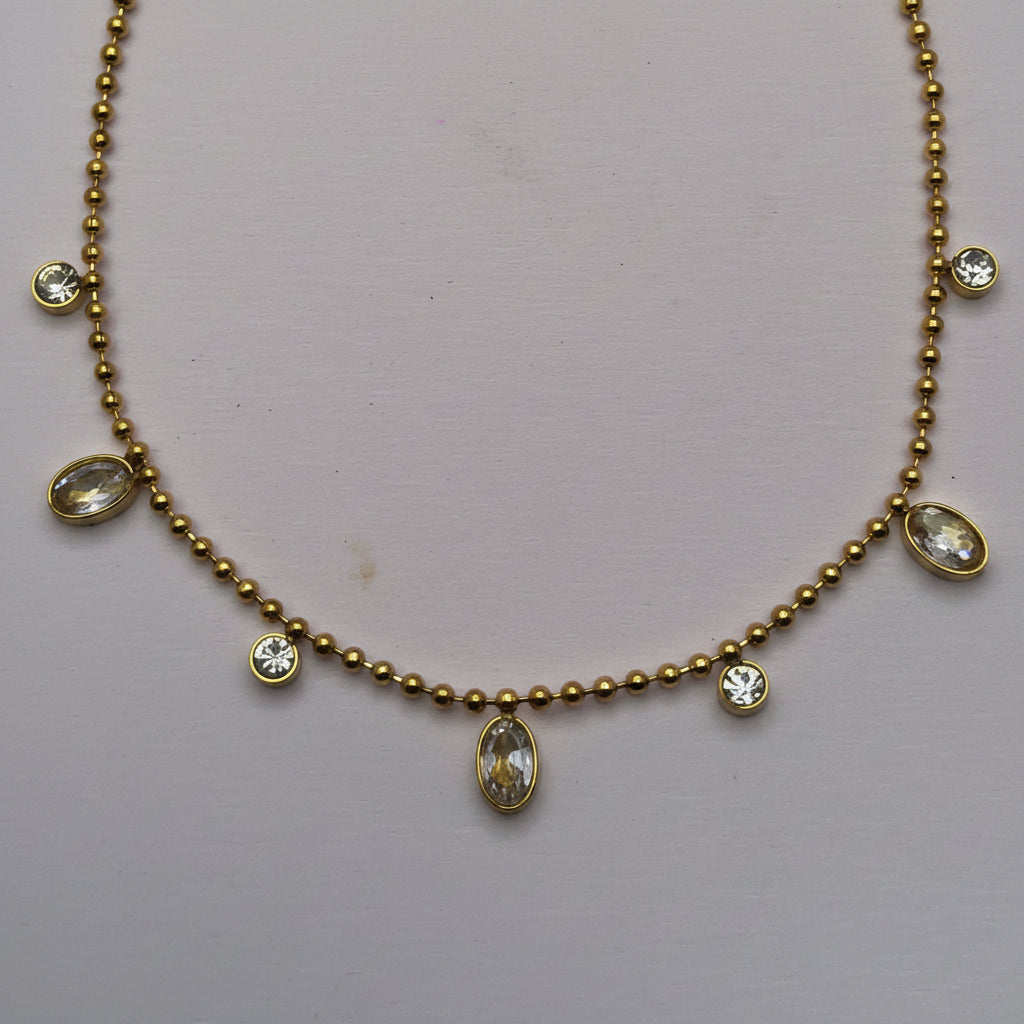 Crystal Drops Elegance Bracelet – Delicate Gold-Plated Drop & Stone Charm Bracelet