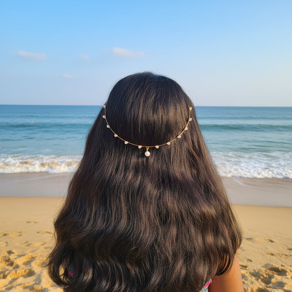 Golden Oval Crystal Hair Accessory - Kids & Adults