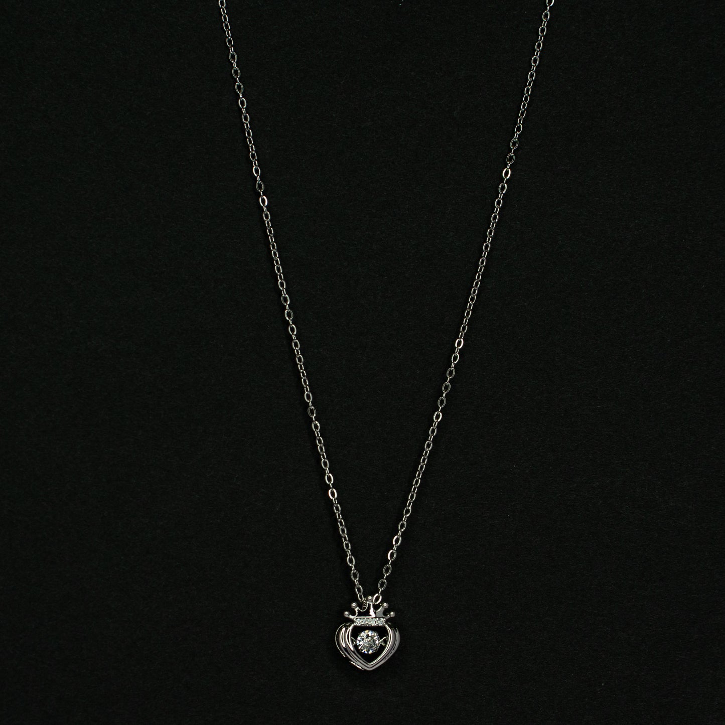 Regal Crowned Heart Pendant Chain