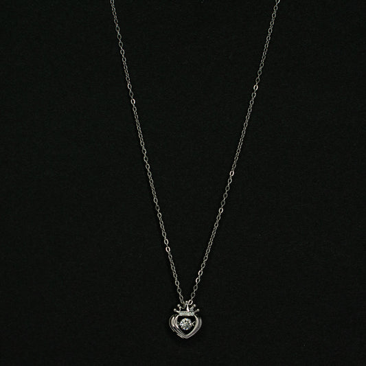 Regal Crowned Heart Pendant Chain