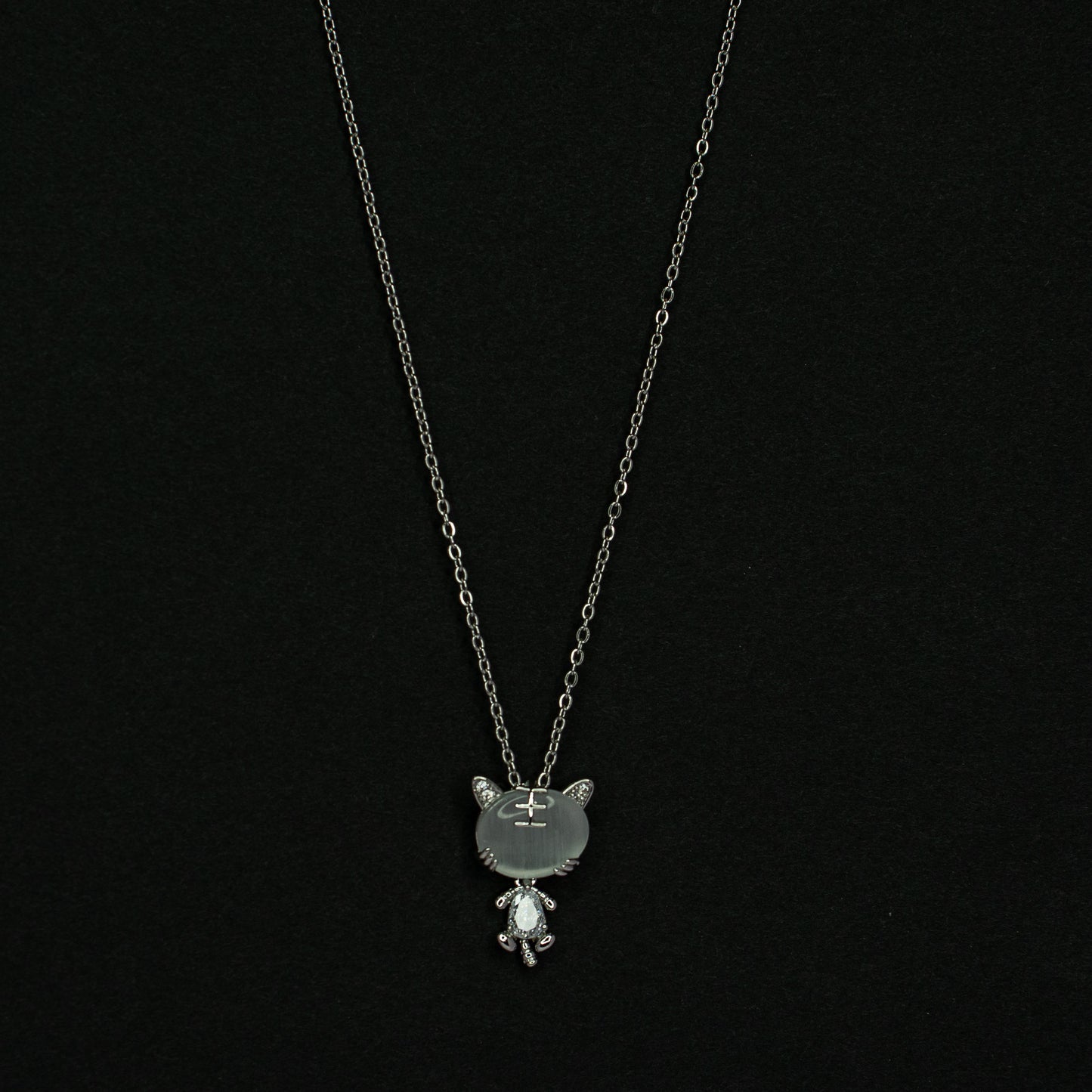 Silver Feline Charm Pendant Chain