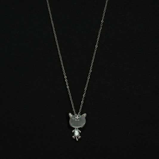 Silver Feline Charm Pendant Chain