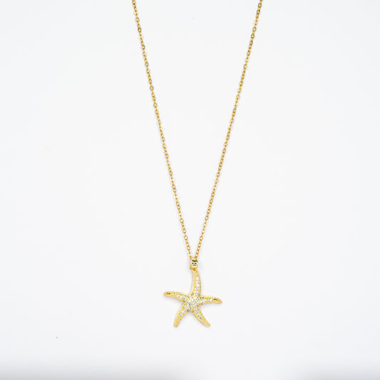 Golden Starfish Shine Pendant Chain