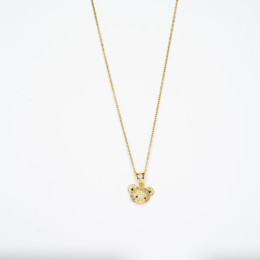 White Stone Teddy Pendant Chain