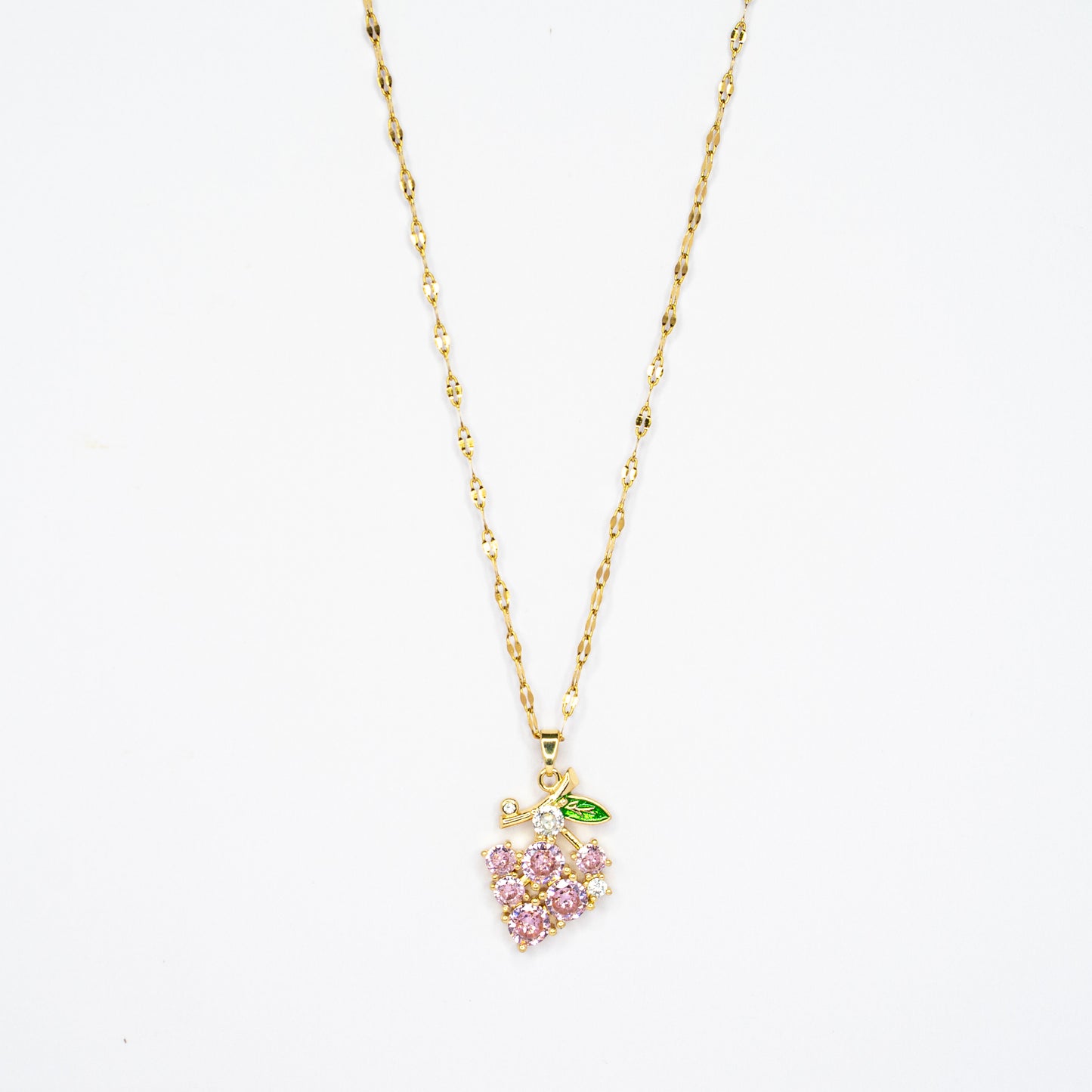 Blushing Pink Grapes Pendant Chain