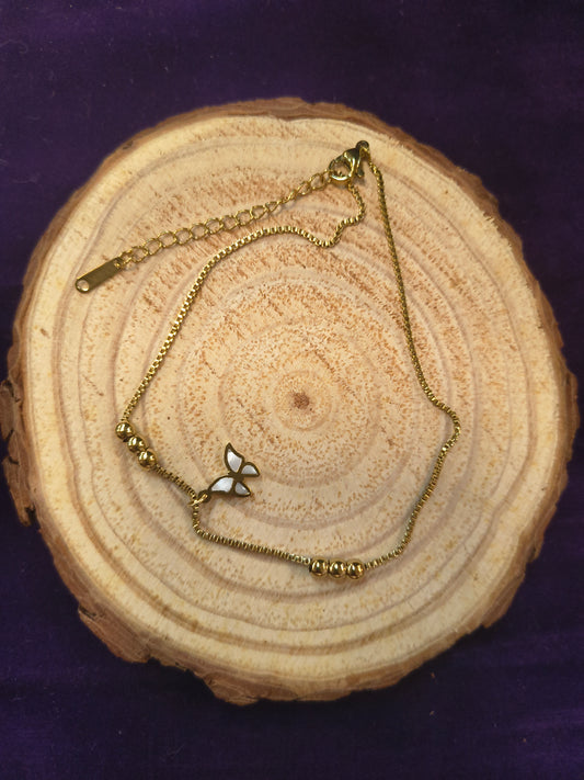 White Butterfly with Glittering Charms Anklet