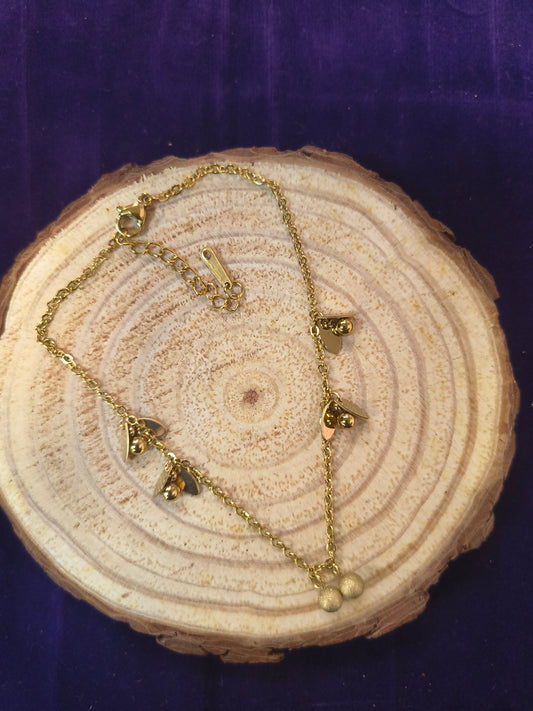 Sparkling Balls and Leaf Charms Anklet